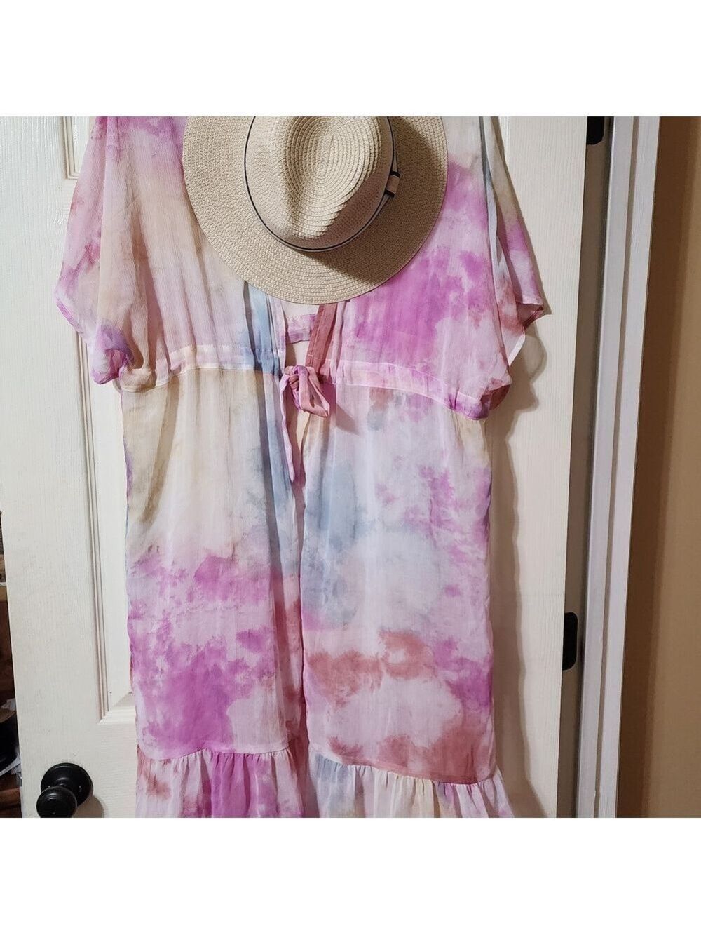 Plus Size Pink and Blue Tie Dye Swim Coverup